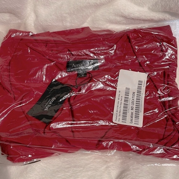 Nwt Arna York Ruby Red Faux Wrap V-Neck Status Plain Top Size 18 (R15.5) - Picture 6 of 7